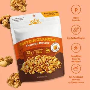 Low Sugar Peanut Butter Protein Granola – 13g Protein, Gluten Free  Keto Friendly Breakfast Cereal (8 oz.Bag)