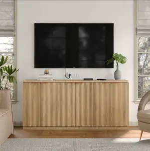 FUSOU Buffet Cabinet with Storage Accent Sideboard Modern Credenza with Doors & Shelves Fluted Media Console Mid Century Coffee Bar Table for Living Room Kitchen Dining Room Hallway