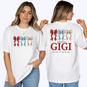 Retro Baseball Mama Bow Shirt, Baseball Gigi Shirt, Baseball Coquette Bow Shirt, Baseball Season Shirt, Game Day Shirt, Baseball Mom Blue Shirt