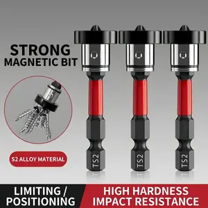 5PCS S2 Steel PH2 Drywall Screwdriver Bits - 1/4" Hex Shank, Magnetic Positioning Dimpler with Depth Stop, Anti-Slip Phillips Head for Plasterboard, Woodworking