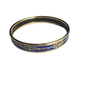 Pre-owned Hermes Blue Patterned Bangle Bracelet HER.J.1013