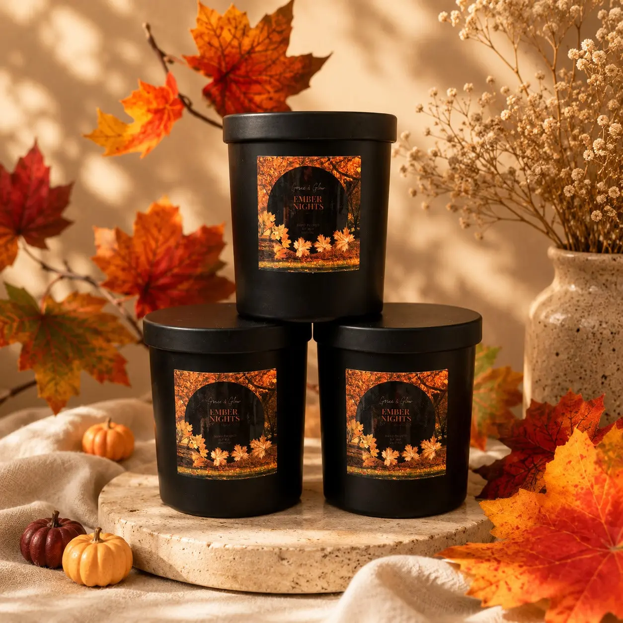 Ember Nights – Autumn Soy Candle | Handmade Fall Home Decor Gift for Her | Wood Wick or Eco Wick