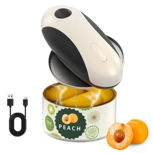 Self Design High End Rechargeable Electric Can Opener One Touch Automatic Can Opening with Lid Remover Smooth Edge Cutting Food Safe Easy to Use for Seniors Arthritis White