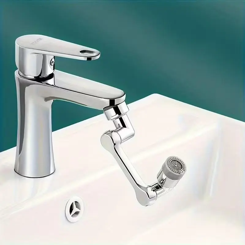 Universal Robotic Kitchen Faucet Extender Arm - 1080° Swivel Spray, Steel Construction, Aerator Tap, Splash Proof Faucet, Water-Saving Extension