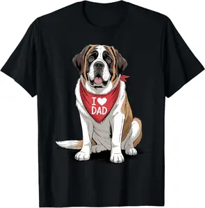 I Love Dad Saint Bernard Lover Dog Father'S Day T-Shirt