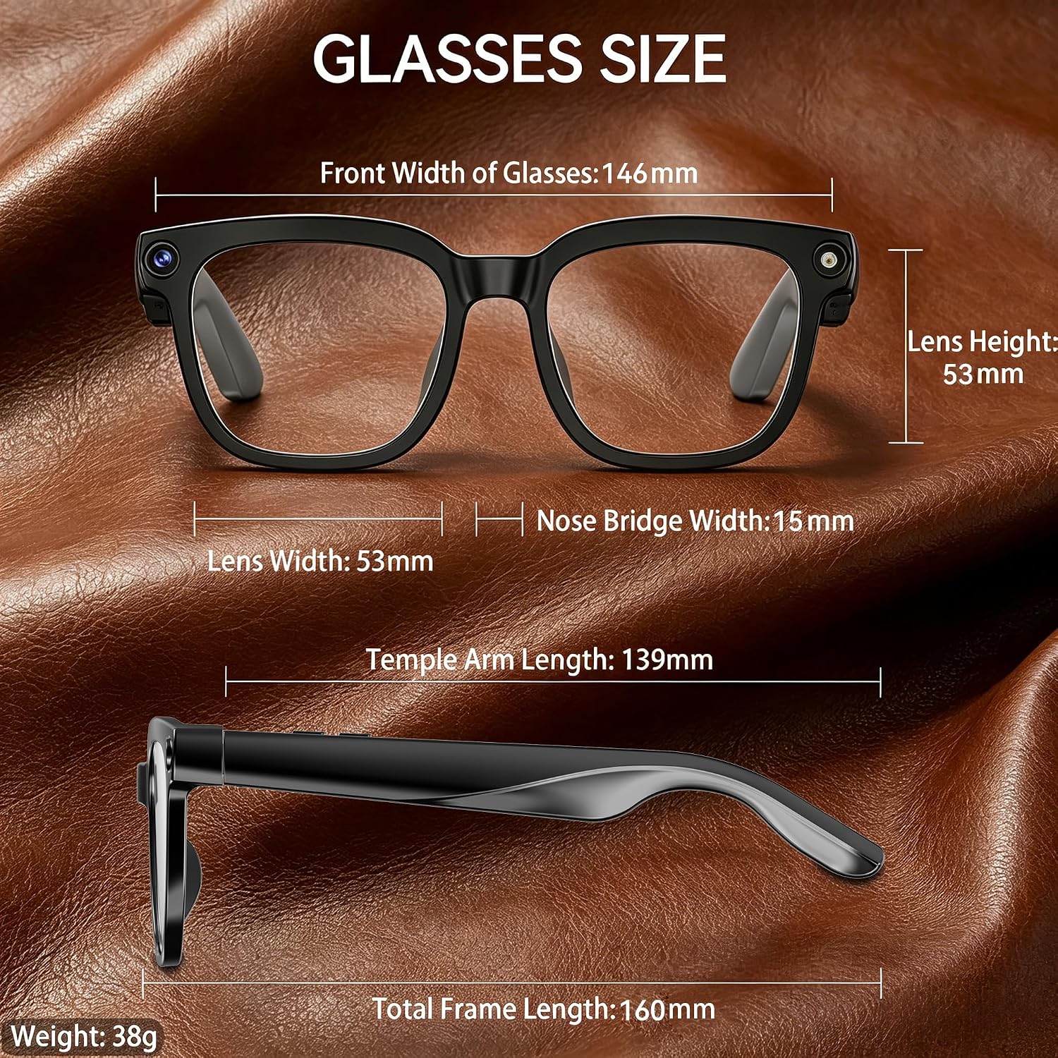 AI Smart Glasses with Camera, 8MP HD Camera Glasses for Men, AI Recording Glasses with Voice Assistant,Open-Ear Audio,Real-Time Translation,Video Recording Sunglasses for Life & Work (Photochromic)