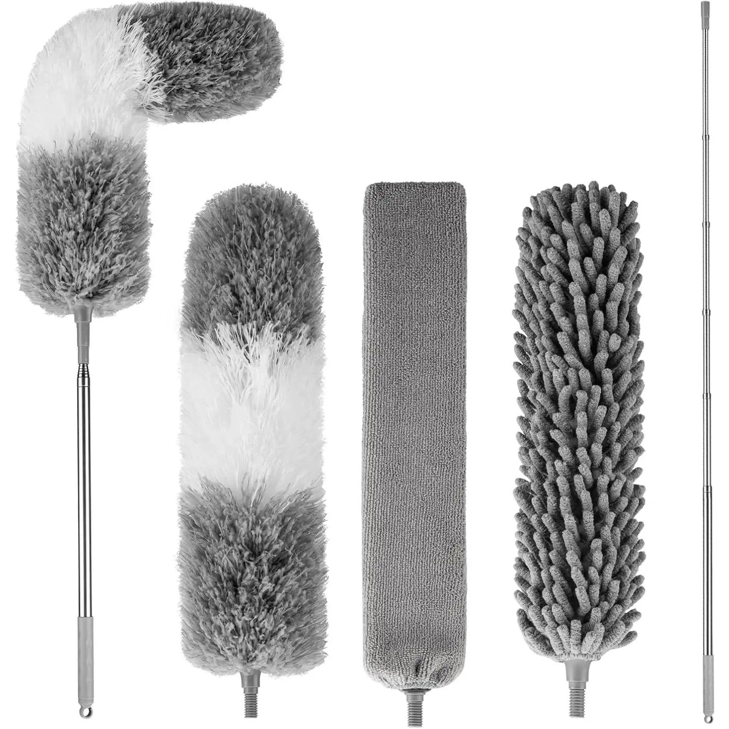 Dusters for Cleaning,Microfiber Duster  Duster with Extension Pole,4PCS Ceiling Fan Cleaner Duster,Long Duster Extended Handle,Blind Cleaner Dusting