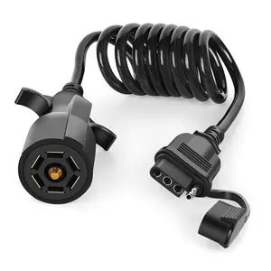 Nillight 5ft 7 Way to 4 Way Coiled Trailer Extension Wiring Harness