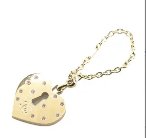 Pre-owned CHANEL 1 Small Leather Goods Heart Coco Mark Rhinestone Keychain live sale OK