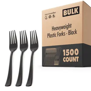 Heavyweight Plastic Forks - Black (1500 Pack)