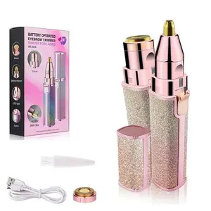 2 in 1 Electric Eyebrow Trimmer, 1 Box USB Rechargeable Eyebrow Shaver & Accessories, Portable Eyebrow Trimmer for Women, Facial Hair Removal Tool, Eyebrow Shaper Set