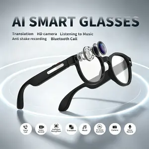 AI smart glasses, equipped with a 2pm HD camera, 1080P anti shake video recording, AI intelligent image recognition, voice assistant, compatible with real-time translation, music listening, Bluetooth call recording, etc., smart AI sunglasses