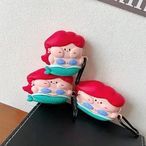 1 mermaid earphone case,Cute wireless Bluetooth earphone case, drop resistant, durable and stylish accessory, suitable for AirPods pro3/1/2/3/4/pro/pro2(Different models may have different shapes)