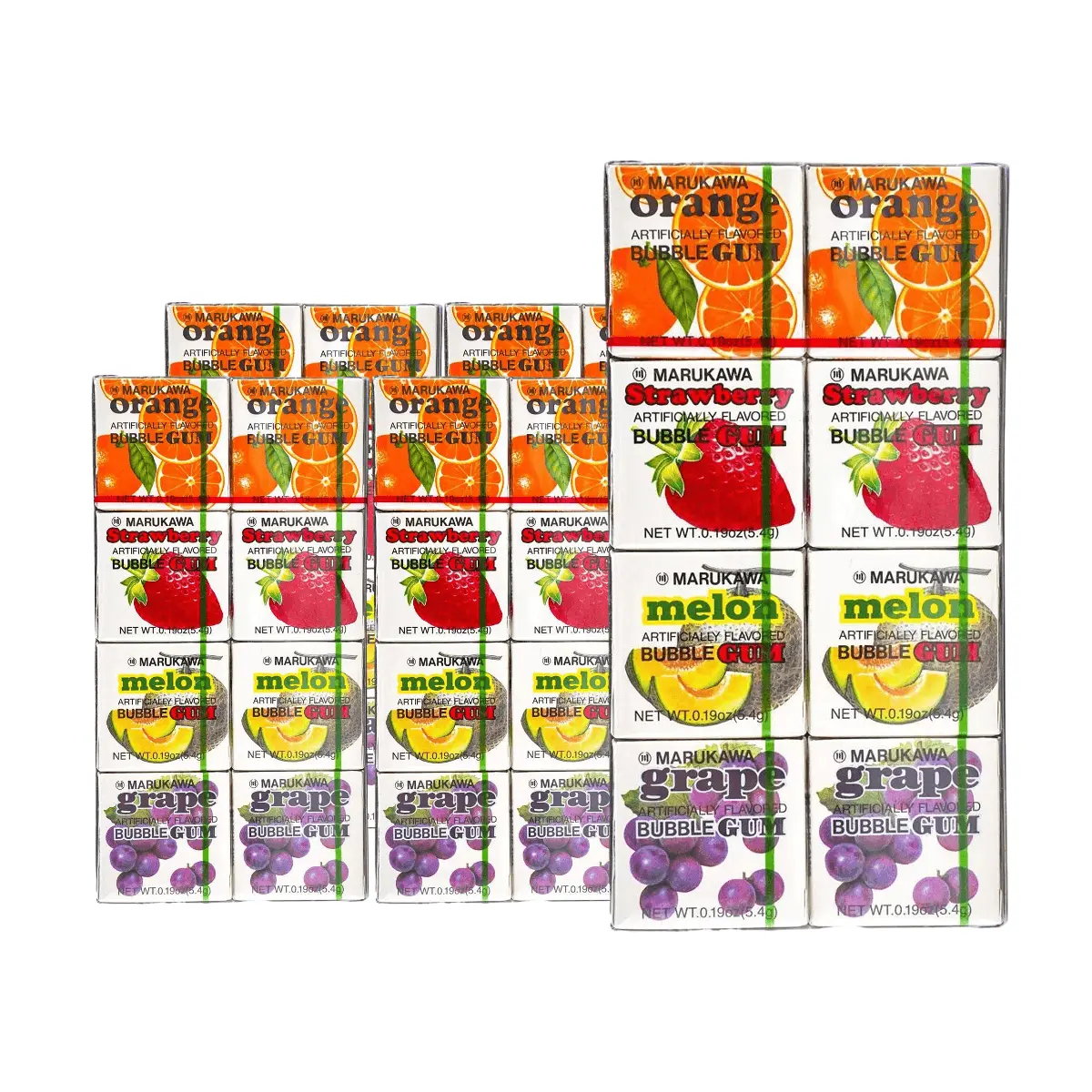 MARUKAWA Japanese Fruit Flavored Gum & Bubble Gum - 4 Flavors, 43g Packs (5-Pack Value Bundle) - TWICE Nayeon Recommended