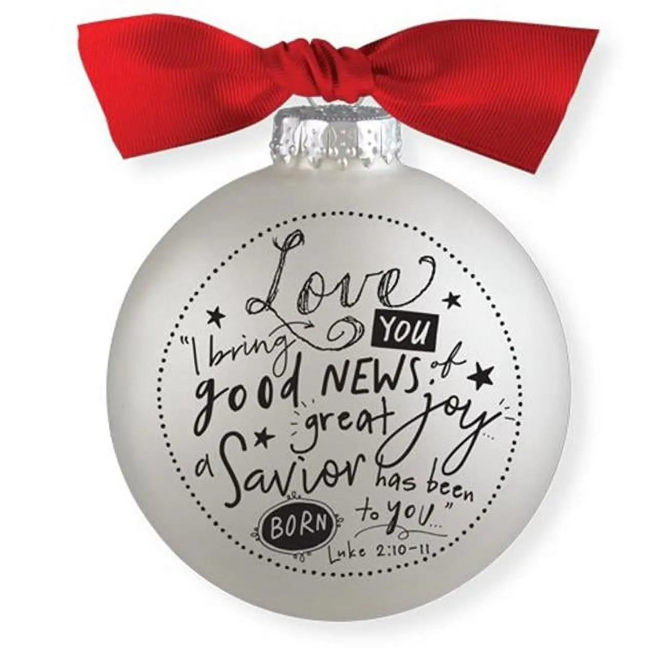 212 MAIN Scripture Ink Love Hanging Ornament - White Bauble with Red Bow, Christmas Decorations, Holiday Decor, Ornaments Decor for Christmas Tree & Room