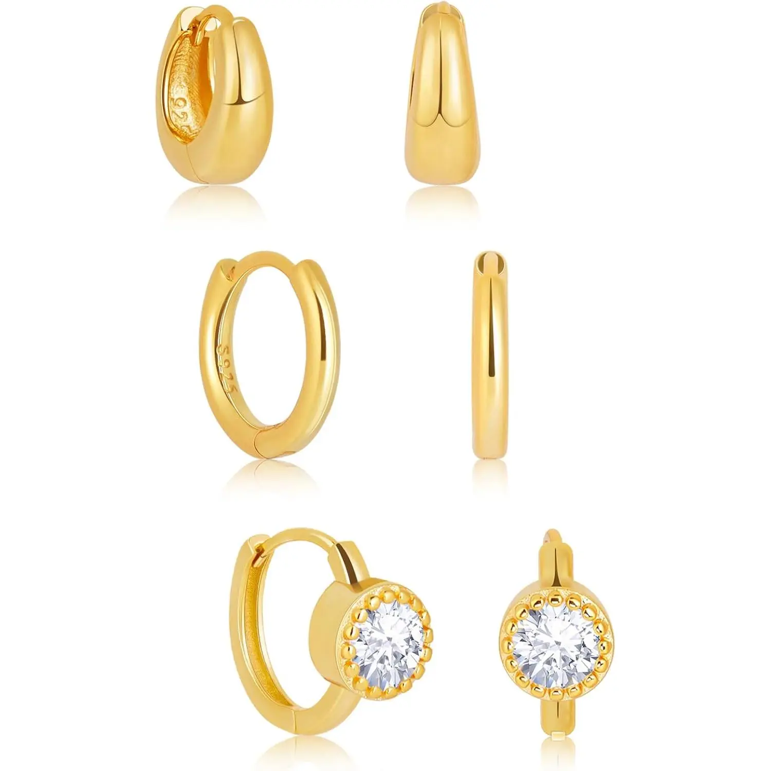 Gold-round cz hoops