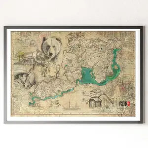 1pc  [Sale up to 50%] Full Red Dead Redemption 2 Map Of The States Poster Map Video Game Map Posters (NO FRAME) – A Must-Have for Gamers, Perfect for Displaying Your Love for RDR2’s Epic World!
