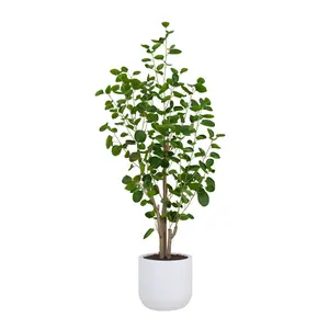 Artificial Eucalyptus Tree with White Pot