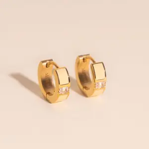 Milkshake Crystal Chunky Huggie Hoop Earrings