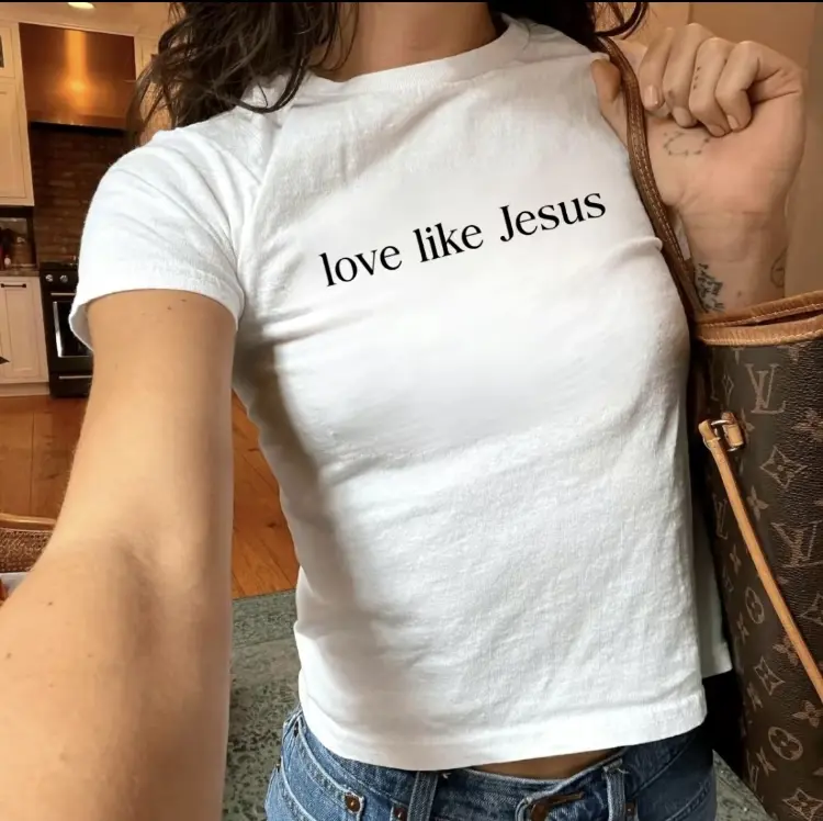 Love Like Jesus Baby Tee, Christian Faith Quote Shirt, Minimalist Religious Graphic Baby Tee
