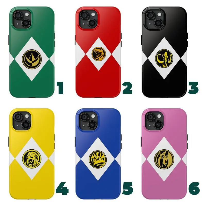 Trendy 90's Super Hero Tough Phone Case, Power Rangers phone case - Perfect Protection Suitable for iPhone 17-11 Pro Max/Plus and  Samsung Galaxy S23-25