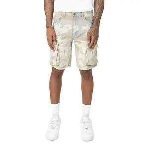 Smoke Rise Camo Flocked Fashion Denim Shorts Sahara Camo