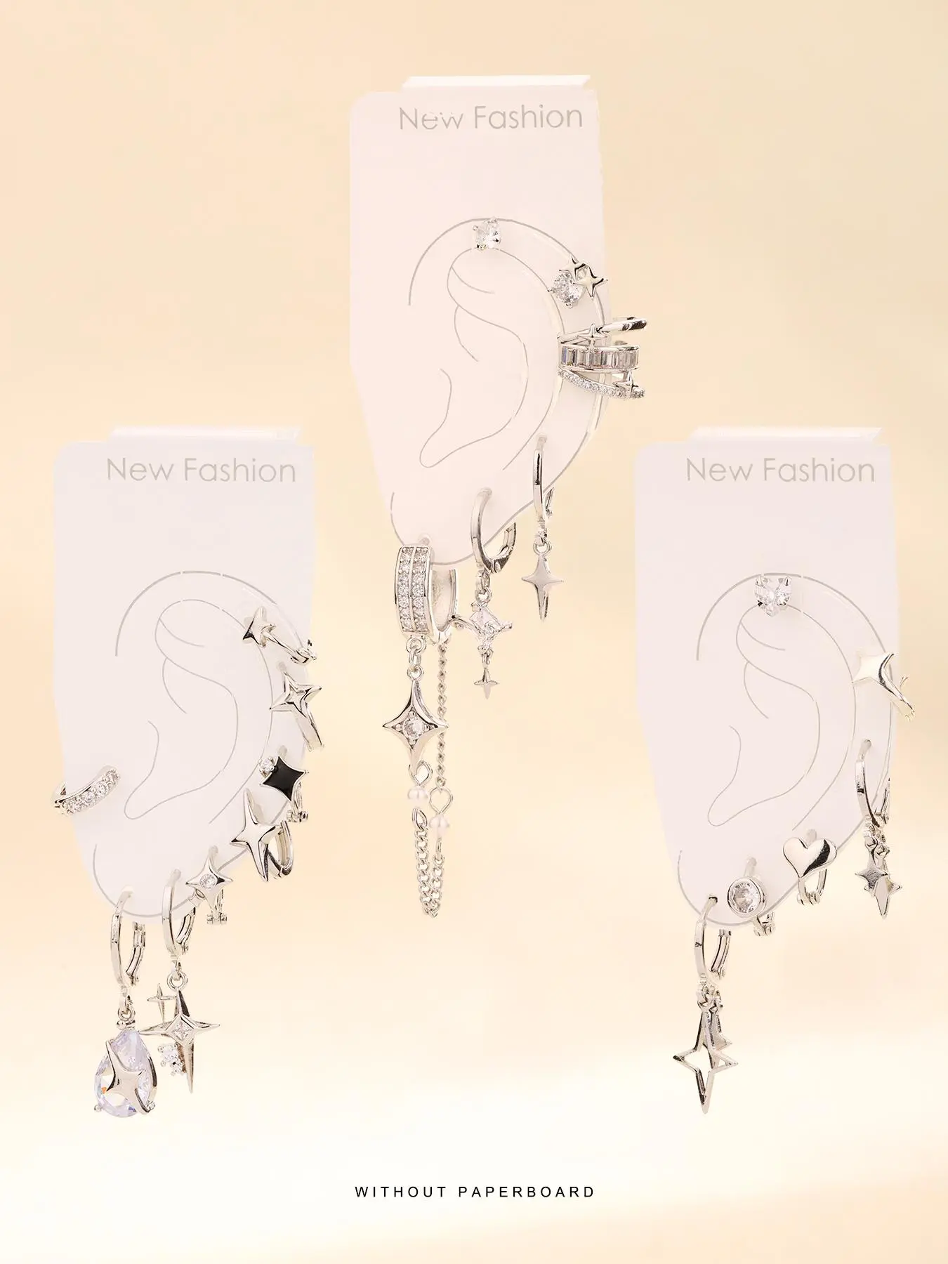 Star Design Rhinestone Decor Earrings Set, Statement Earring, Stud, Dangle, Dangling, Dangly Earrings for Women, Jewelry for Party, Daily Clothing Decor, All-match Jewelry for Birthday Gift, Ear Accessories