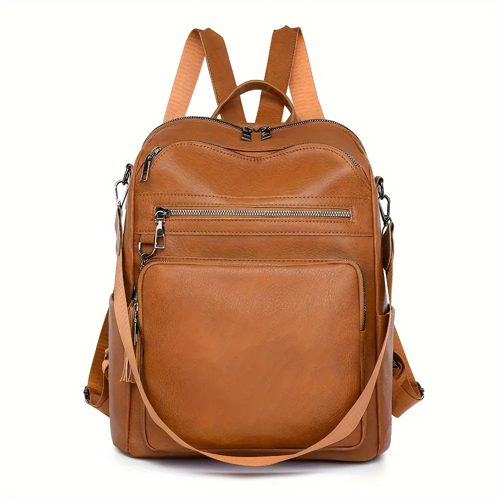 women backpack purse vegan leather large travel backpack college shoulder bag with tassel