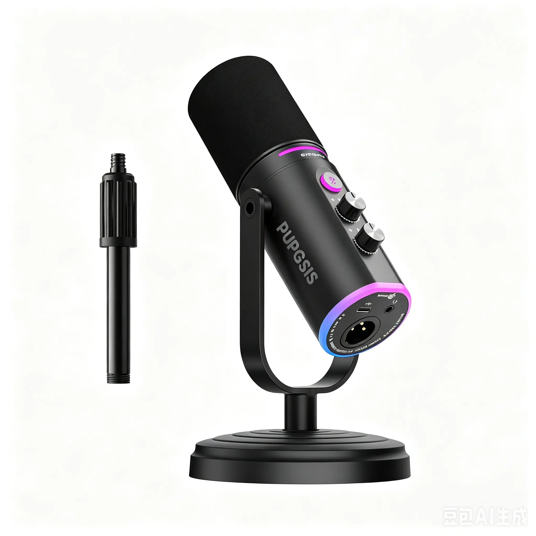 PUPGSIS XLR/USB Dynamic Podcast Microphone, Studio Recording Mic with One-Touch Mute, Headphone Monitoring Jack & Windscreen, Plug & Play for Streaming Gaming Broadcast