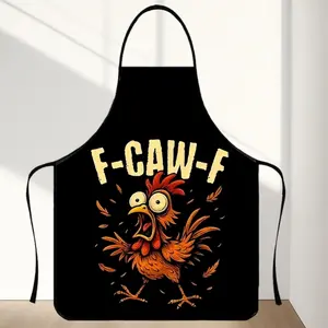 Apron with Chickens,1 Count FCAWF Pattern Apron, Funny Unisex Polyester Cooking Apron, Apron for Christmas,Christmas Gift, Nails Design Tool, Christmas Decorations,Nail Tech,Nails Art,Apron for Women