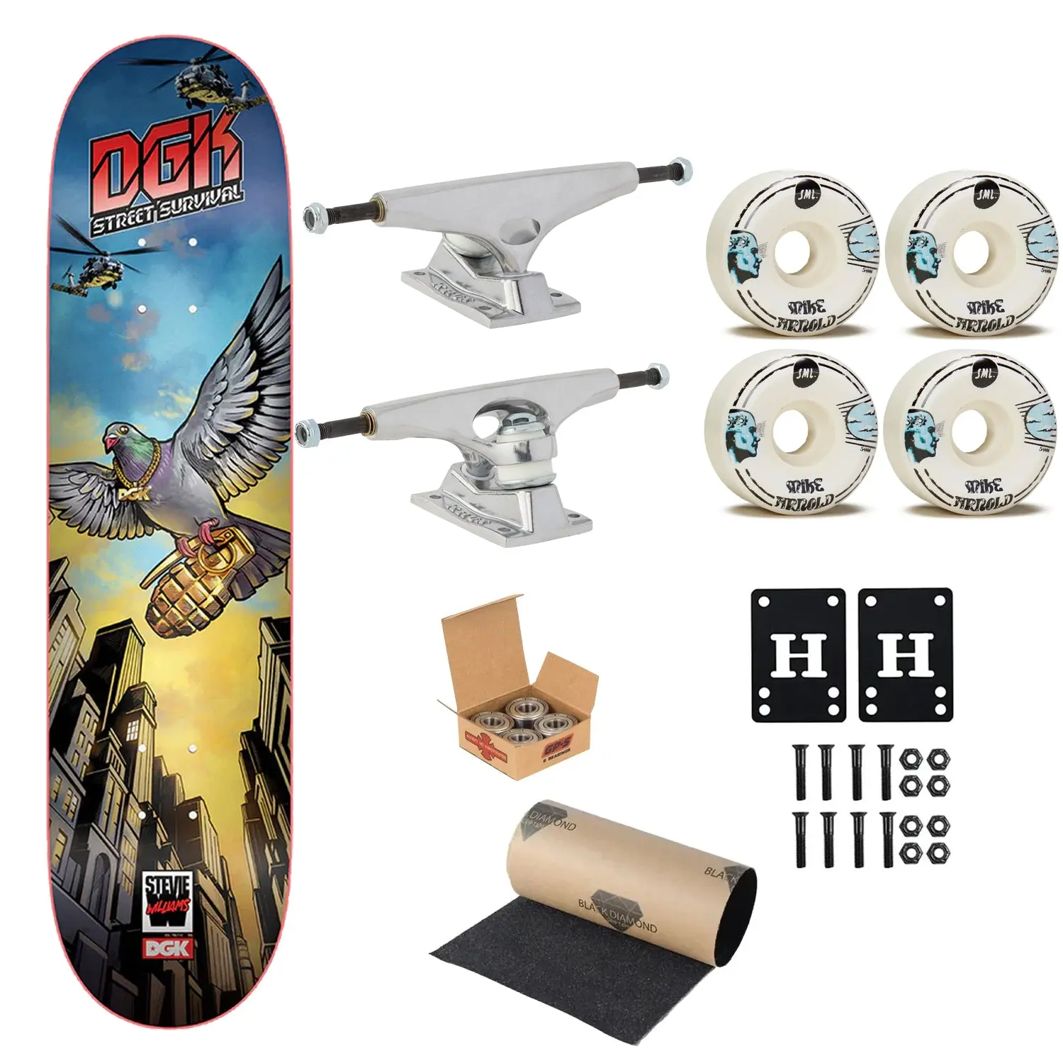 DGK Premium Skateboard Williams Flight 8.25" Krux Trucks, SML Wheels, Indy Bearings