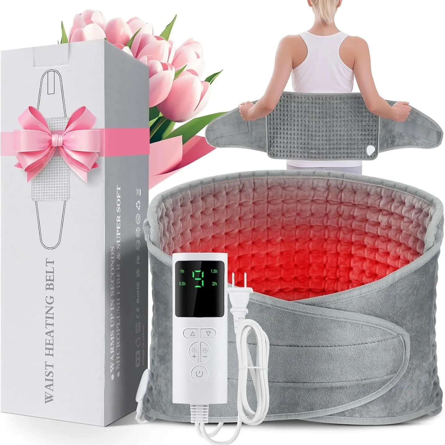 Electric Heating Pad, 9 Heat Level Timer Menstrual Uterus Waist Body Warmer, Multifunctional Heating Blanket for Home Office, Massagers