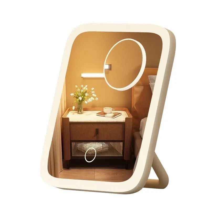 Lighted Makeup Mirror with 5X Magnification, 3 Color LED Vanity Mirror with Stand, USB Rechargeable Touch Control, Adjustable Brightness & Angle, Foldable Portable Travel Desktop Mirror – Perfect Gift for Women