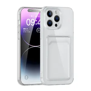 iPhone 15  Pro Max Wallet Clear Protective Phone  with Credit Card Holder smart NFC Heavy Duty Protection Shockproof Anti-Scratch Anti-Yellow Cover.