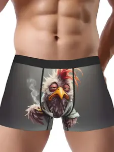 Men's Chicken Graphic Breathable Boxer Briefs Cool Design with Cartoon Chicken Underwear