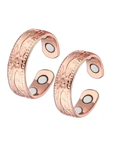 Men's 99.99% Pure Copper Magnetic Ring, 3800 Gauss Strength, Elegant Plant Pattern, All-Season Wear, Ideal Gift for Him