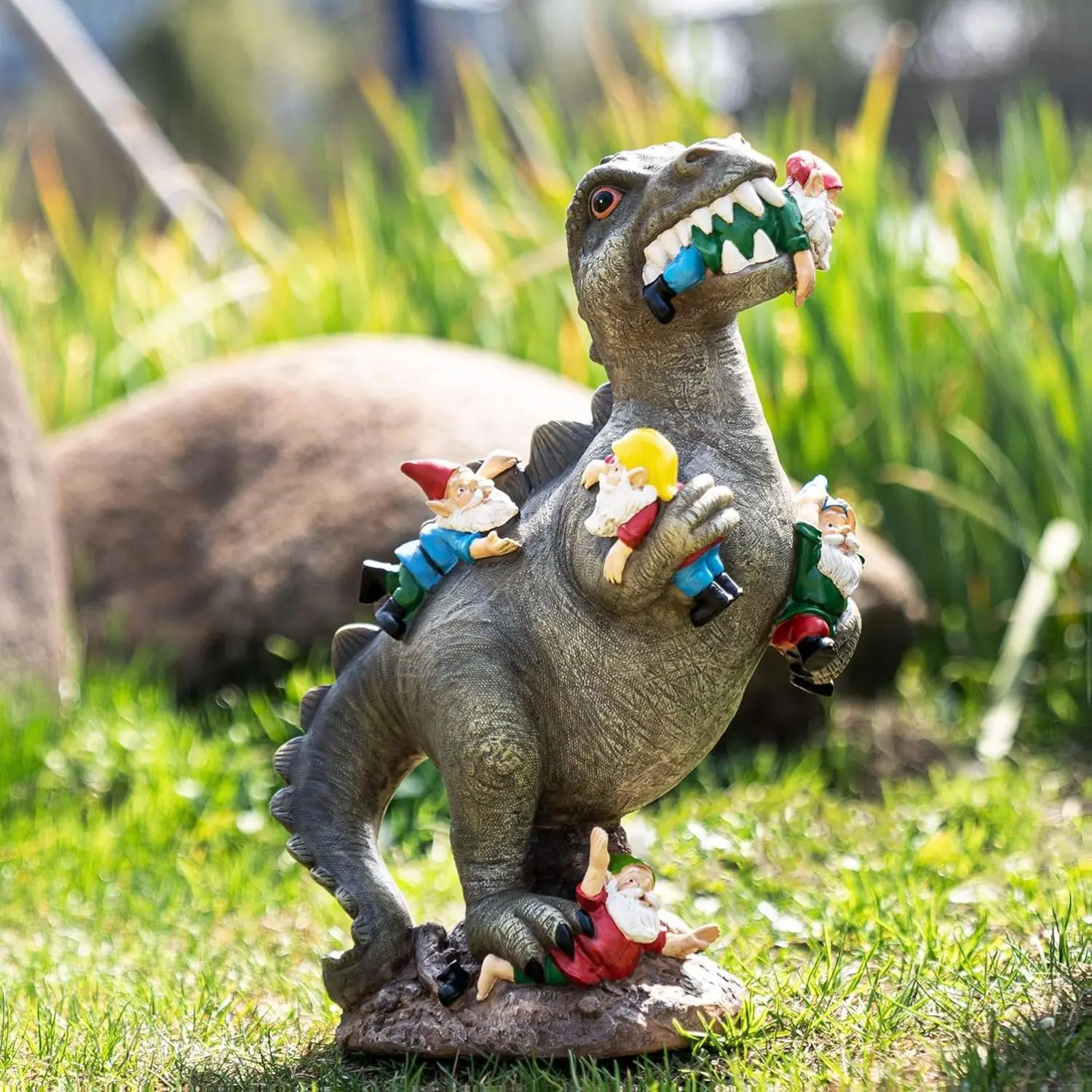 Garden Gnomes Statues Yard Decorations Outdoor Garden Decor, 14” Dinosaur Gnomes Garden Statues, Patio, Lawn Ornament, Gardening Gifts for Women for Housewarming