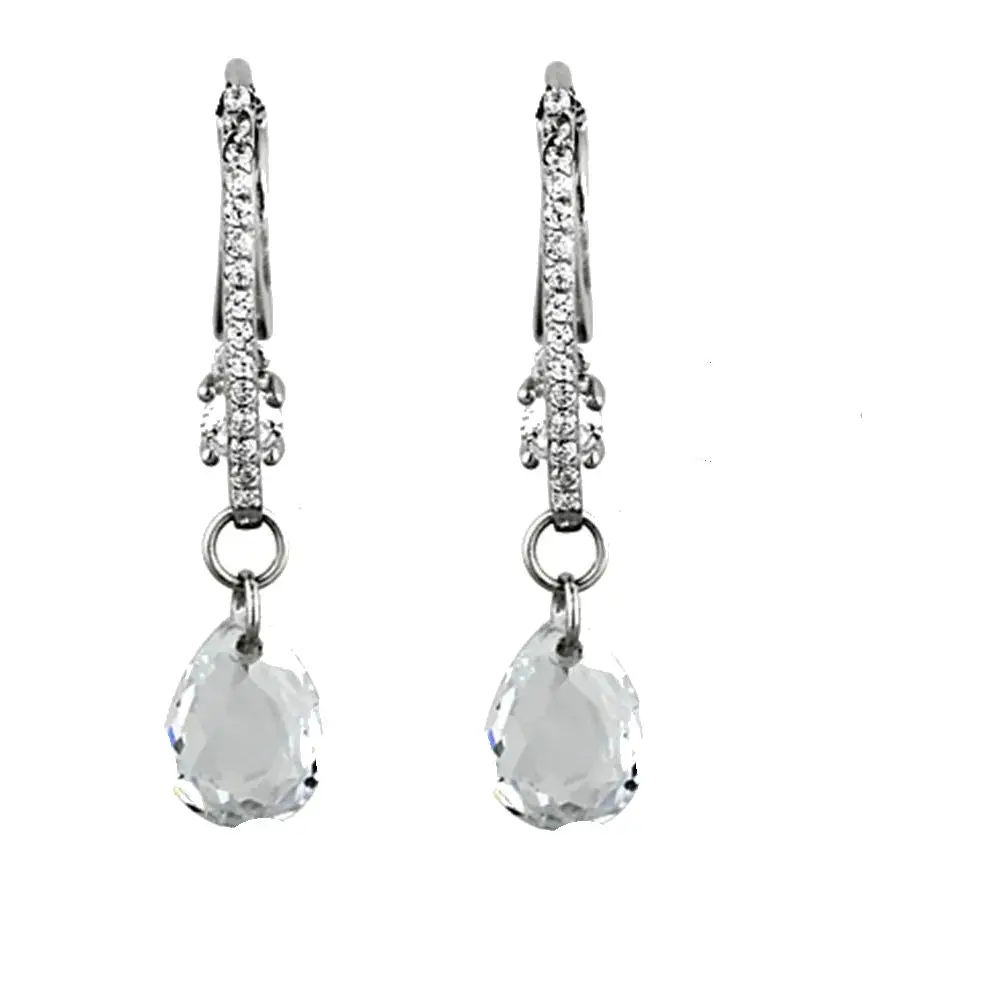 Women's Infinity Hoop Earrings in Sterling Silver with Cz Stones