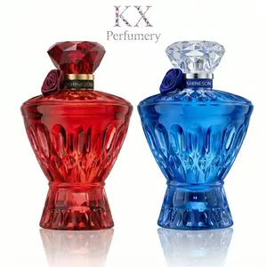 Gemstone Perfume Gift Set for Him & Her, Luxury Red Crystal Women’s Perfume + Blue Crystal Men’s Cologne Bundle, Long-Lasting Oriental Floral & Fresh Woody Scents, Valentine’s Day Gift Set