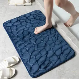 Memory Foam Runner Rug, 15.74x23.62in Cobblestone Bathroom Runner Rugs Super Water Absorbent Bath Mats for Bathroom Machine Washable Bath Rugs for Hallway Bedroom Laundry Room