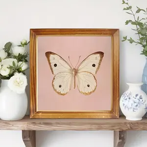 Rustic Farmhouse Wooden Butterfly Wall Art - 8x8 Inch Polished Recycled Wood Frame, No Electricity Needed, Horizontal Home Decor for Living Room, Bathroom, Garage - Perfect Housewarming Gift, Butterfly Room Decor