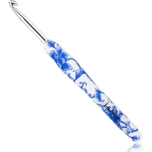 5.5 mm(I) Crochet Hook,  Handle for  Hands, Soft Rubber Grip Extra Long  Knitting  for Beginners and Knitting Crocheting Yarn (5.5mm-I)