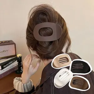 Solid Color Hair Clip, 4pcs Oval Acrylic Hair Clips Set for Women, No Trace Flat Large Hair Clip, Elegant Minimalist Frosted Solid Color Hair Clips for Daily Wear, Ideal Gifts for Her