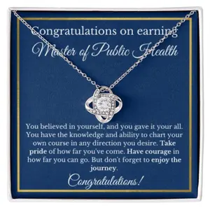 Masters of Science in Public Health Degree Graduation Gifts, Healthcare Gifts, Masters of Public Health Gold Diamond Necklace