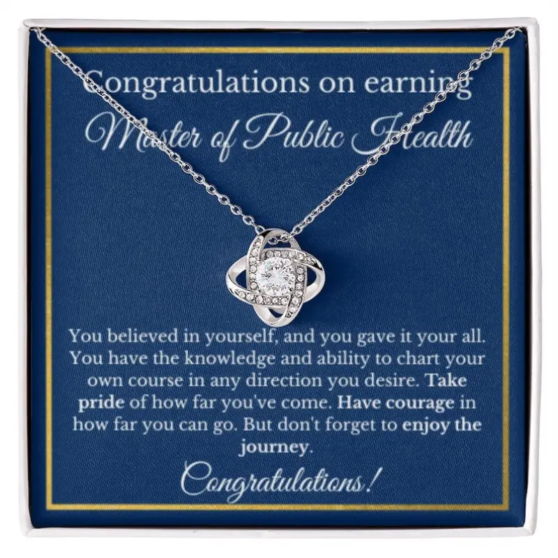 Masters of Science in Public Health Degree Graduation Gifts, Healthcare Gifts, Masters of Public Health Gold Diamond Necklace