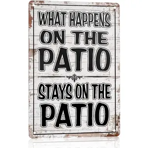 Funny Patio Signs Outdoor Patio Decor Backyard Bar Metal Signs For Outside Pool Tin Signs Patio Wall Decorations Outdoor Porch Accessories What Happens On The Patio Stay On The Patio Sign 8x12 Inches