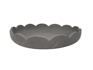 Scalloped Resin Serving Tray Large 14" Stone