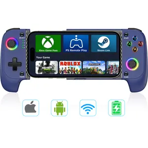 Mobile Gaming Controller for iPhone/Android with Case Support, Hall Effect Joysticks Wireless Phone Controller with RGB