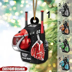 [XMAS GIFT] Personalized Baseball Player Ornament, Custom Baseball Bag with Helmet Ornament, Sports Gift 2025