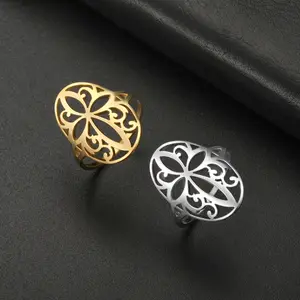 Amaxer Stainless Steel Witch Knot Celtic Knot Pentacle Rings for Women Witchcraft Protection Jewelry Christmas Vintage Gifts